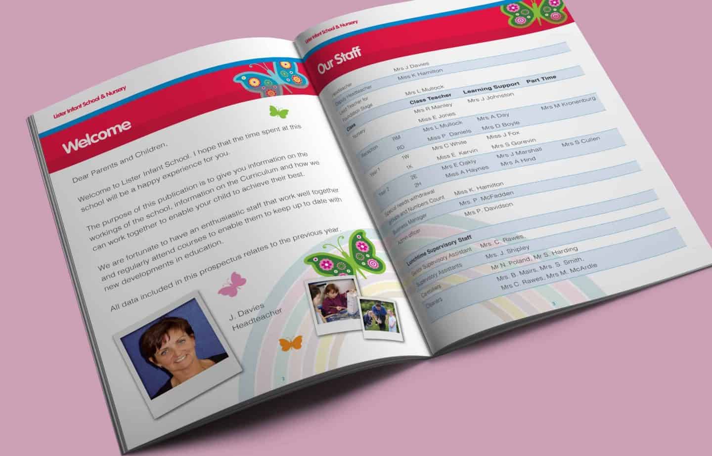 School Prospectus Design - Spread - Lister Infants