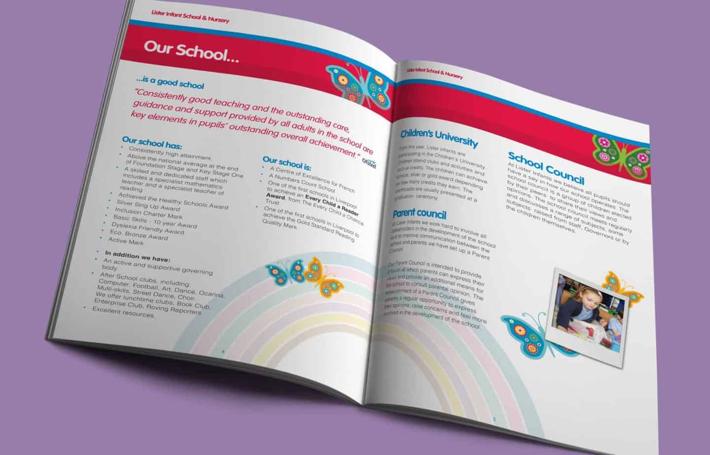 School Prospectus Design - Spread - Lister Infants